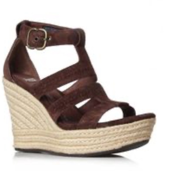 UGG Brown Suede Espadrille Sandals Size 6 - Picture 1 of 7